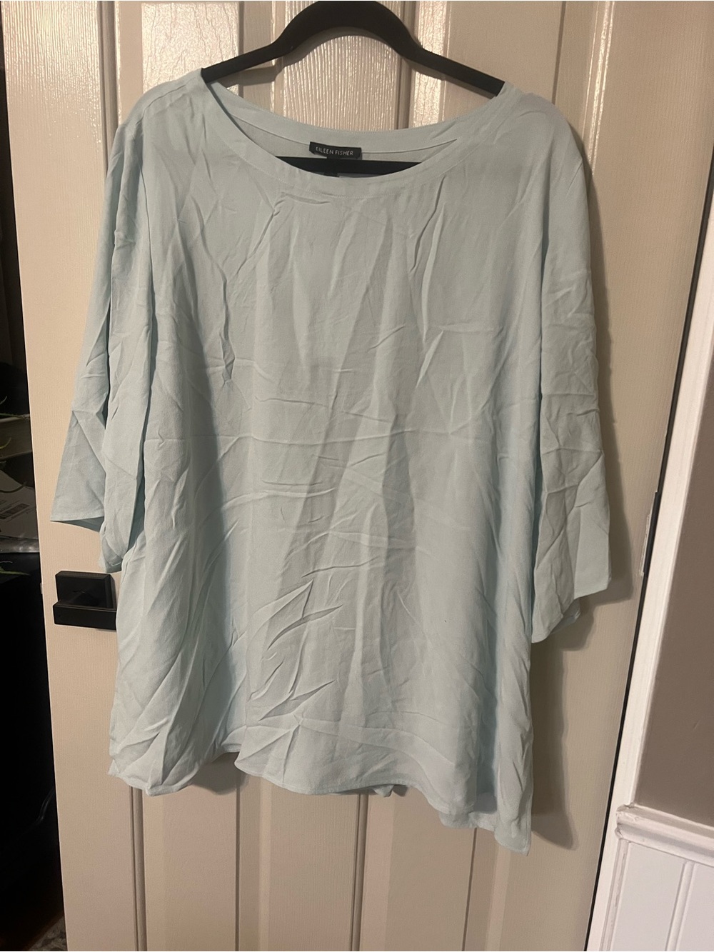 Eileen Fisher Light Blue Relaxed Ballet Neck Top